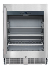 Product image, Perspective: straight closed empty, Under-worktop refrigerator, Casing colour: grey, Door colour: silver