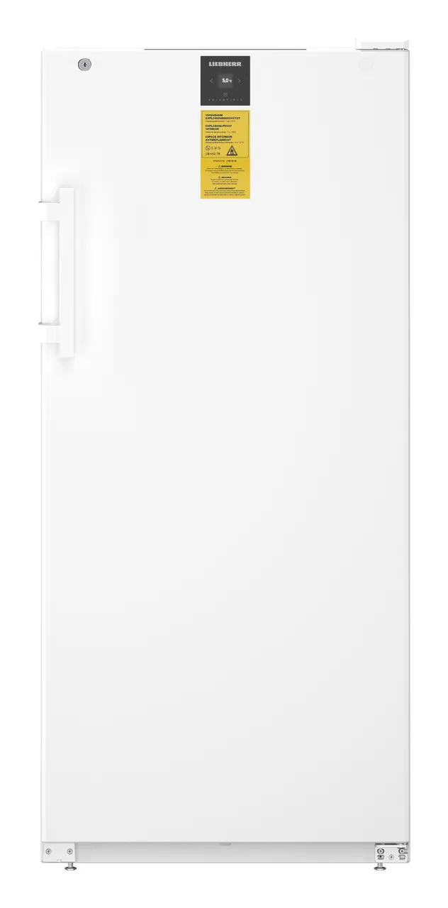 Изображение на продукта, Перспектива: Отпред, затворен, празен, Лабораторен хладилник с охлаждане с рециркулация на въздуха и вътрешна част без източници на запалване, Цвят на корпуса: бял, Цвят на вратата: бял