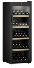 Product image, Perspective: oblique closed decorated, Wine storage cabinet, Casing colour: black, Door colour: black