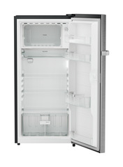 Product image, Perspective: straight open empty, Single-door refrigerator 191 l in 3 star and horizontal handle, Casing colour: grey, Door colour: Silver Steel