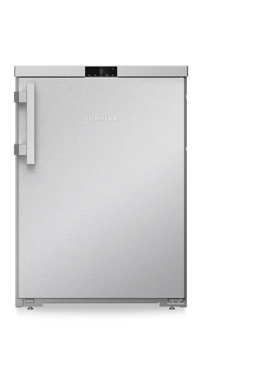 Изображение продукции, Перспектива: Прямо, с закрытой дверцей, без продуктов, Малогабаритная морозильная камера с системой NoFrost, Цвет корпуса: серебристый, Цвет дверцы: нержавеющая сталь