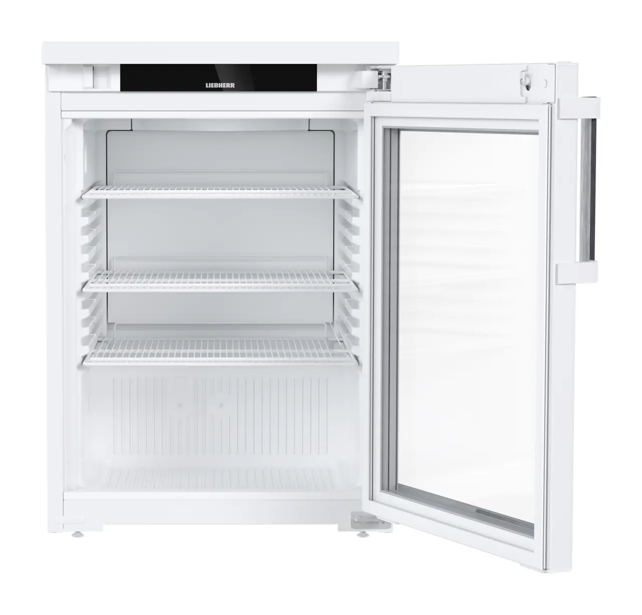 Obraz produktu, Perspektywa: Na wprost, otwarte, puste, Chłodziarka do zabudowy pod blat z chłodzeniem statycznym, Kolor obudowy: Biała, Kolor drzwi: Biała