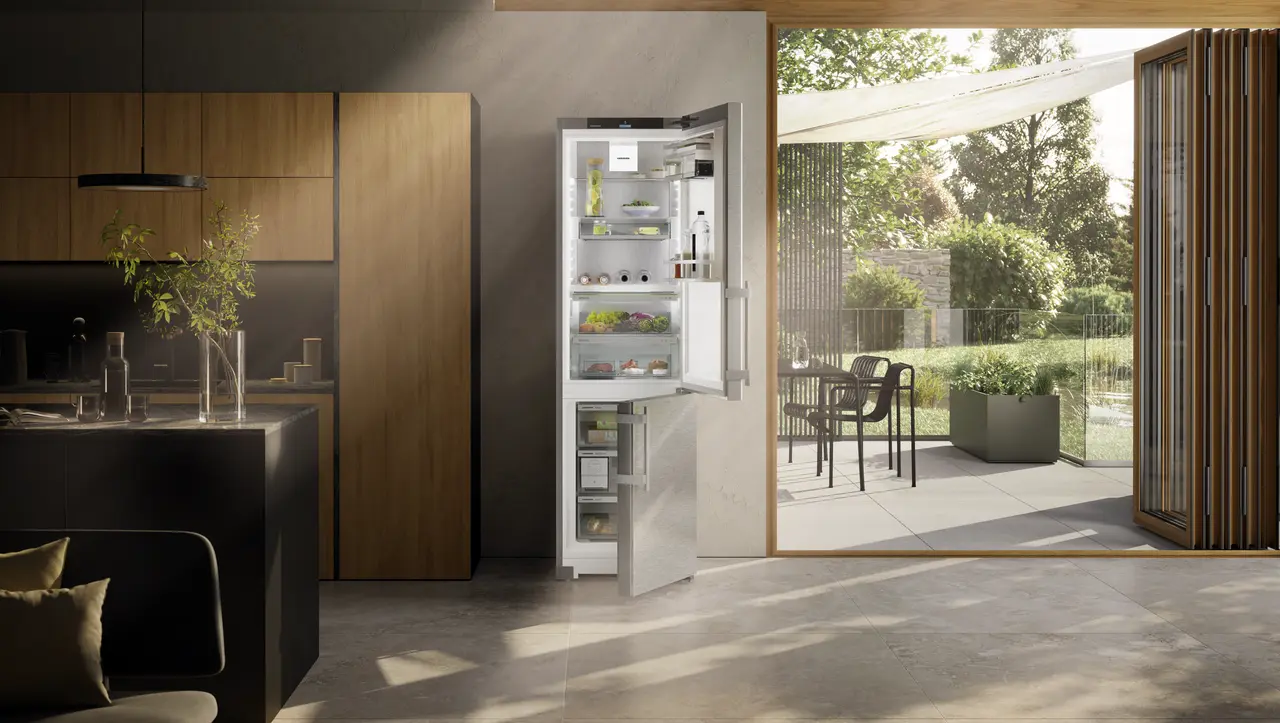 Product image, Perspective: milieu, Fridge-freezer with BioFresh and NoFrost, Casing colour: silver, Door colour: stainless steel