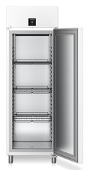 Produkt-Bild, Perspektive: gerade offen leer, Gefriergerät GN 2/1 mit Umluftkühlung, Gehäusefarbe: Weiß, Türfarbe: Weiß