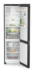 Product image, Perspective: straight open decorated, Fridge-freezer with BioFresh and NoFrost, Casing colour: black, Door colour: BlackSteel