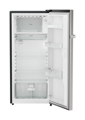 Product image, Perspective: straight open empty, Single-door refrigerator 202 l in 3 star and horizontal handle, Casing colour: grey, Door colour: Stainless Steel