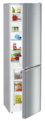 Product image, Perspective: oblique half-open decorated, Automatic refrigerator-freezer with SmartFrost, Casing colour: silver, Door colour: stainless steel look