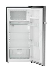 Product image, Perspective: straight open empty, Single-door fridge, 191 l in 2 star and horizontal handle, Casing colour: grey, Door colour: Silver Steel