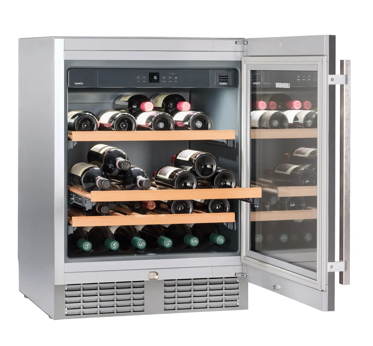 Product image, Perspective: special form, Built-under wine storage cabinet, Casing colour: silver, Door colour: silver