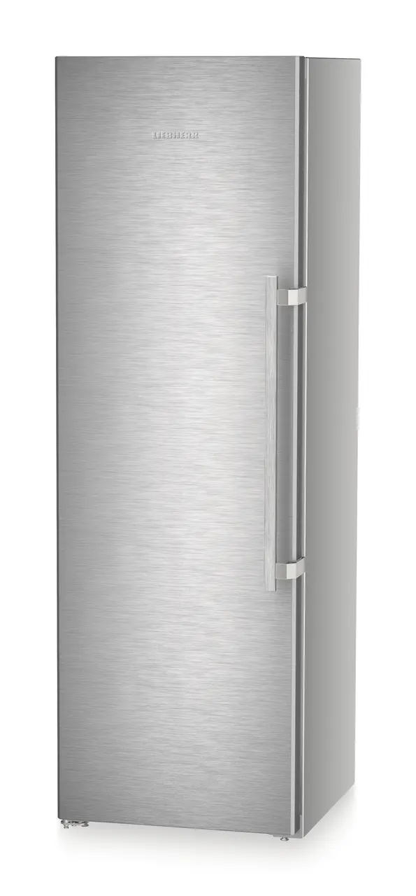 Product image, Perspective: oblique closed, Freestanding freezer with NoFrost and IceTower, Casing colour: silver, Door colour: stainless steel