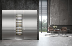 Product image, Perspective: milieu, Built-in multi-temperature wine cabinet, Casing colour: grey, Door colour: stainless steel