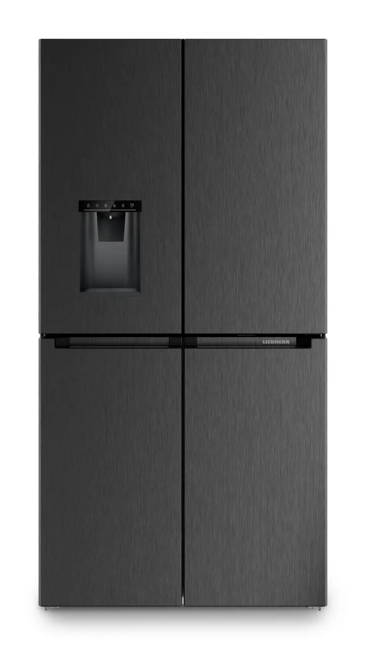 Termékkép, Perspektíva: Egyenes zárt, 4 ajtós francia ajtós hűtő-fagyasztó víz- és jégkocka adagolóval