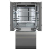 Product image, Perspective: straight open empty, Combined refrigerator-freezer with BioFresh and NoFrost for integrated use, Casing colour: grey