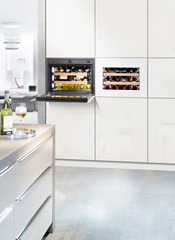 Изображение продукции, Перспектива: Внешние условия, Встраиваемый винный кондиционный шкаф, Цвет корпуса: белый, Цвет дверцы: белый