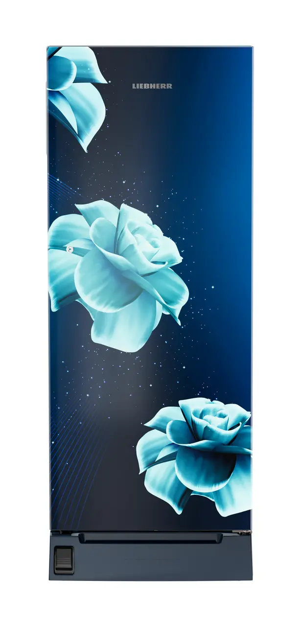 Product image, Perspective: straight closed, Single-door refrigerator 222 l in 3 star with foot pedal base drawer, Casing colour: blue, Door colour: Blue Divine