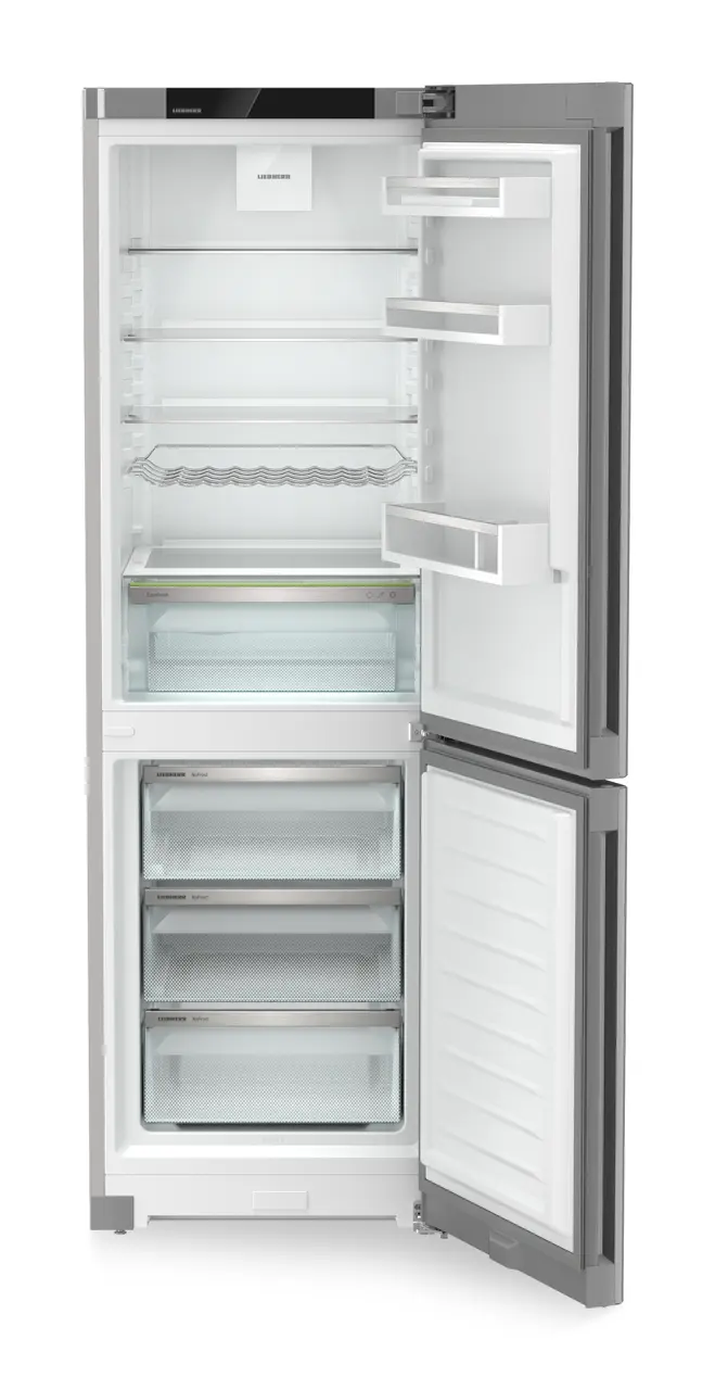 Tuotekuva, Näkymä: Suora, avoin, tyhjä, Jääkaappi-pakastinyhdistelmä, jossa EasyFresh ja NoFrost, Rungon väri: hopea