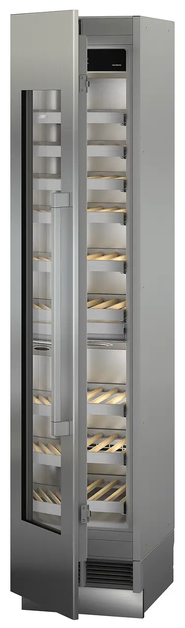 Product image, Perspective: oblique half-open empty, Built-in multi-temperature wine cabinet, Casing colour: grey