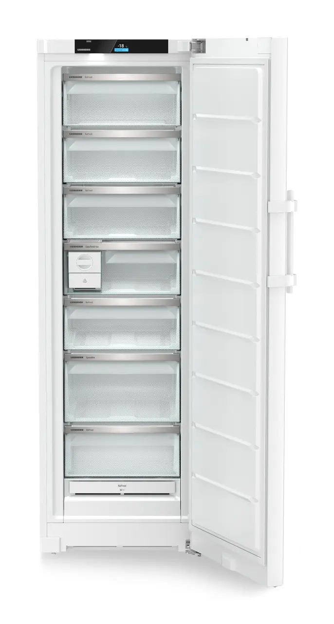 Product image, Perspective: straight open empty, Freestanding freezer with NoFrost and EasyTwist-Ice, Casing colour: white, Door colour: white