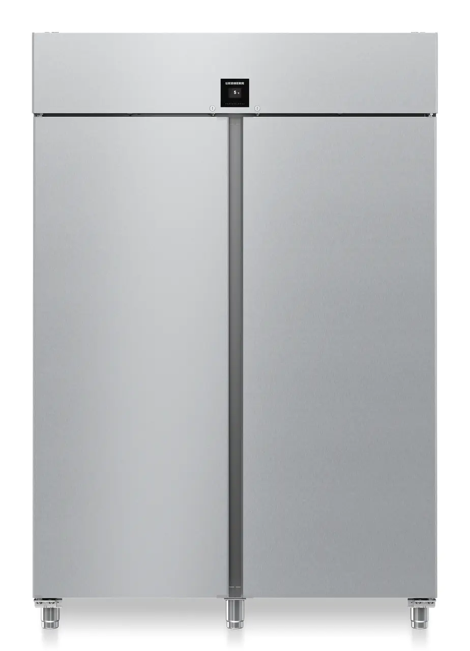 Produkt-Bild, Perspektive: gerade geschlossen leer, Kühlgerät GN 2/1 mit Umluftkühlung, Gehäusefarbe: Edelstahl, Türfarbe: Edelstahl