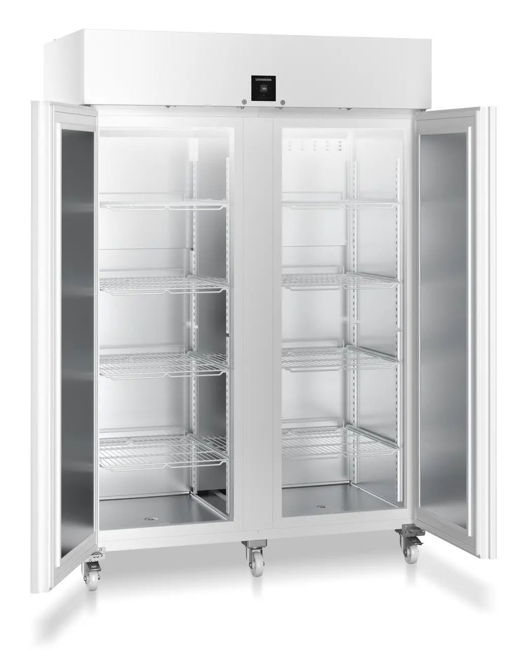 Product image, Perspective: oblique open empty, Laboratory refrigerator with convection cooling, Casing colour: white, Door colour: white