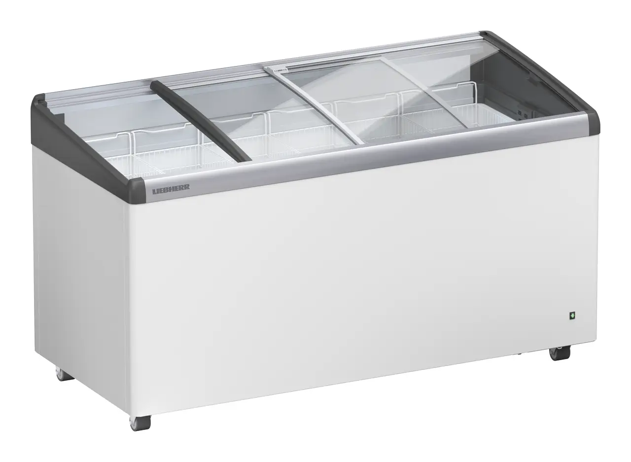 Product image, Perspective: oblique half-open empty, Ice-cream chest freezer, Casing colour: white