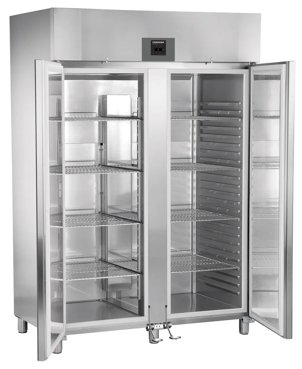 Product image, Perspective: oblique open empty, Forced-air refrigerator GN 2/1, Casing colour: stainless steel