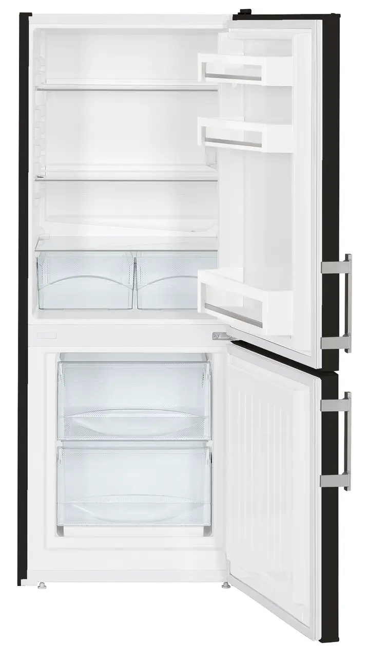 Product image, Perspective: straight open empty, Automatic refrigerator-freezer with SmartFrost, Casing colour: black, Door colour: black