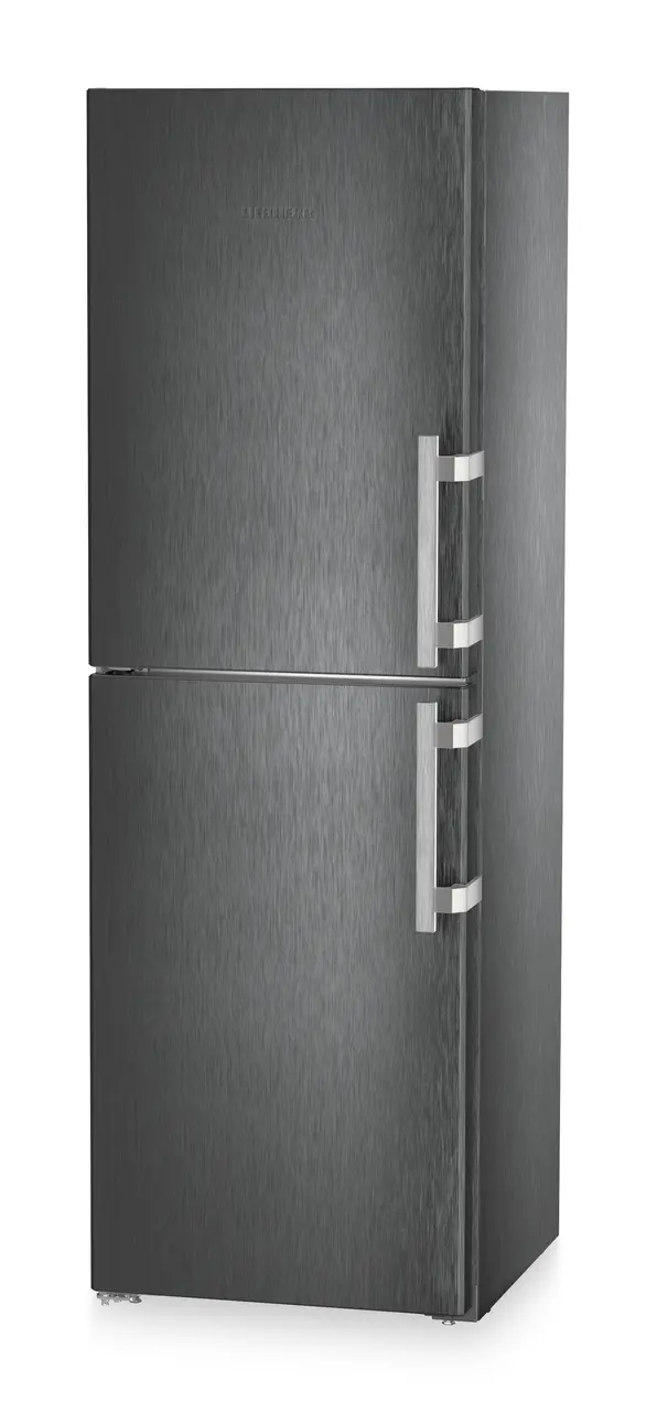 Product image, Perspective: oblique closed, Fridge-freezer with BioFresh and NoFrost, Casing colour: BlackSteel, Door colour: BlackSteel