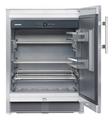 Product image, Perspective: straight open empty, Outdoor fridge, Casing colour: stainless steel, Door colour: stainless steel