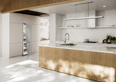 Tuotekuva, Näkymä: Ympäristö, Jääkaappi-pakastinyhdistelmä, jossa EasyFresh ja NoFrost, Rungon väri: hopea, Oven väri: ruostumaton teräs