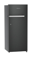 Product image, Perspective: oblique closed, Single-door refrigerator 222 l in 3 star and horizontal handle, Casing colour: grey, Door colour: BlackSteel