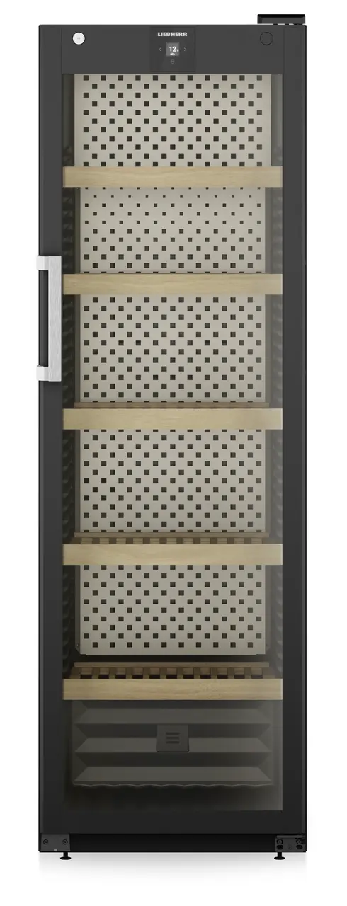 Product image, Perspective: straight closed empty, Wine storage cabinet, Casing colour: black, Door colour: black