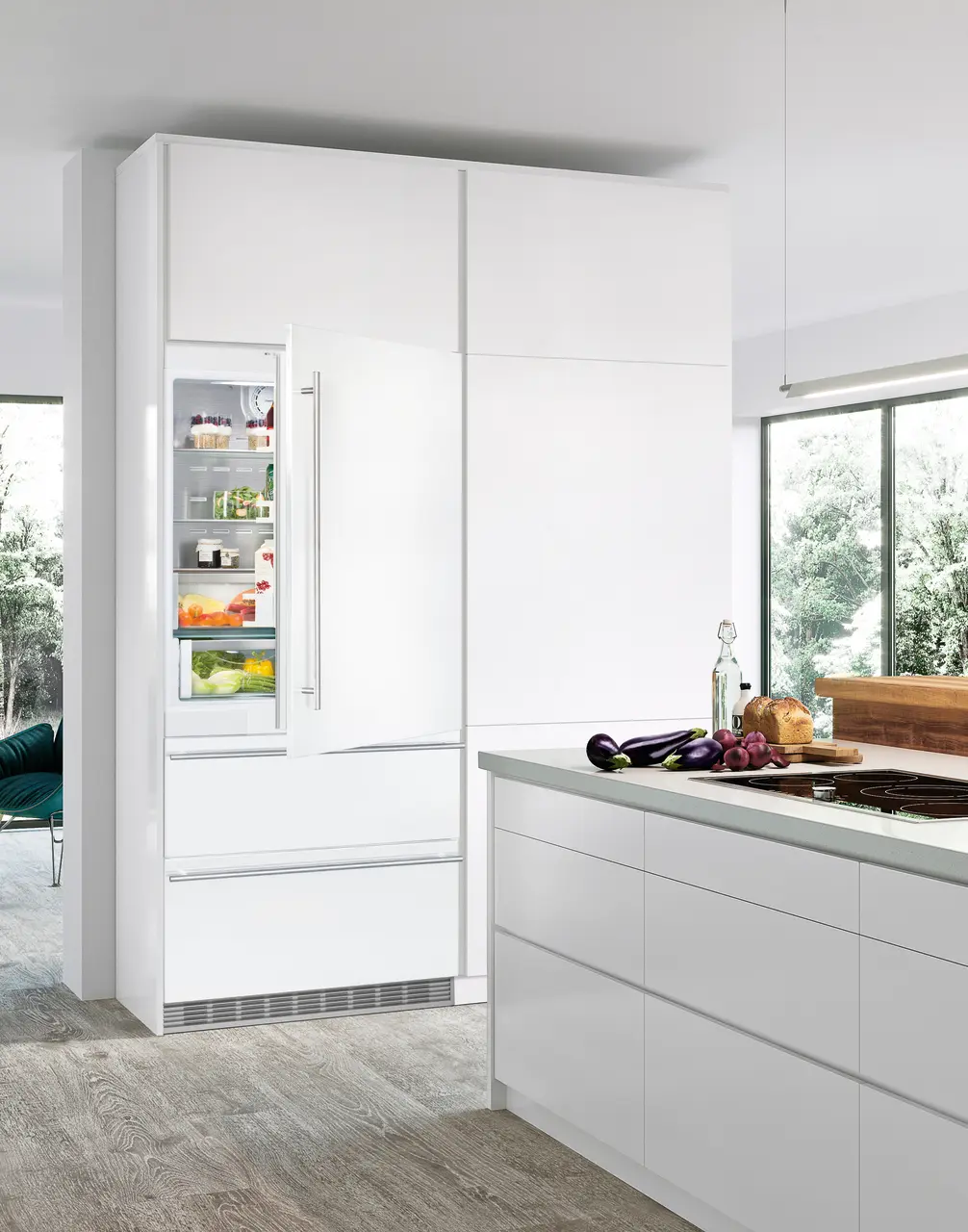 Image de produit, Perspective: Environnement, Combiné réfrigérateur-congélateur NoFrost intégrable