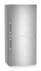 Product image, Perspective: oblique closed, Combined fridge-freezers with EasyFresh and NoFrost, Casing colour: silver, Door colour: stainless steel