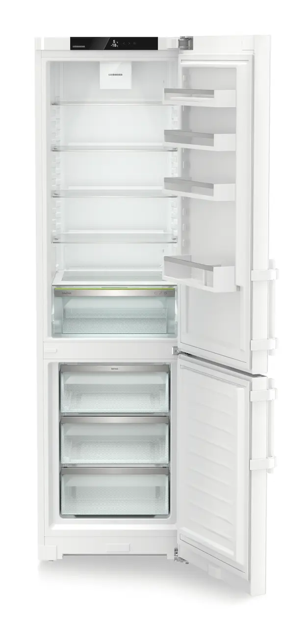 Slika proizvoda, Perspektiva: Ravno otvoreno prazno, Kombinirani hladnjak/zamrzivač s tehnologijama EasyFresh i NoFrost, Boja kućišta: bijela, Boja vrata: bijela