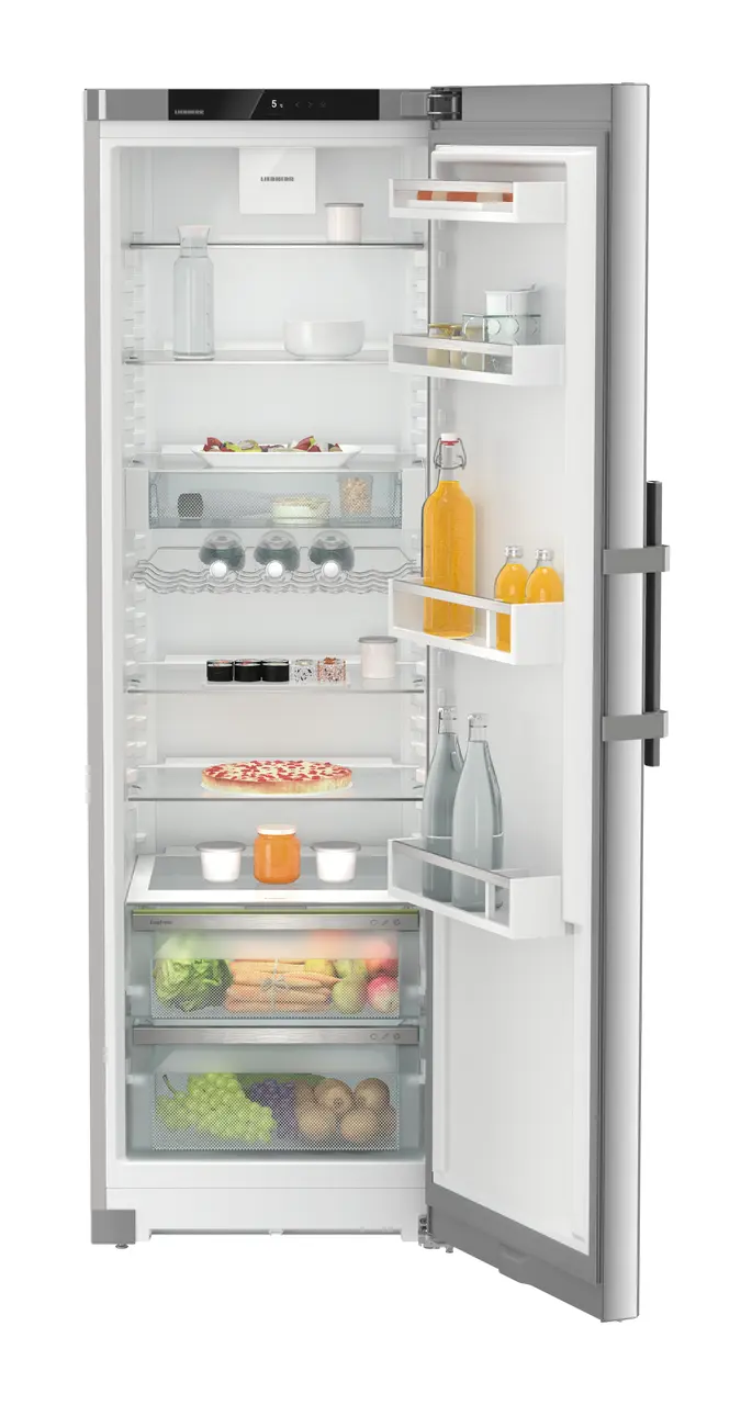 Produktbild, Perspektiv: Framifrån, öppen, fylld, Fristående kylskåp med EasyFresh