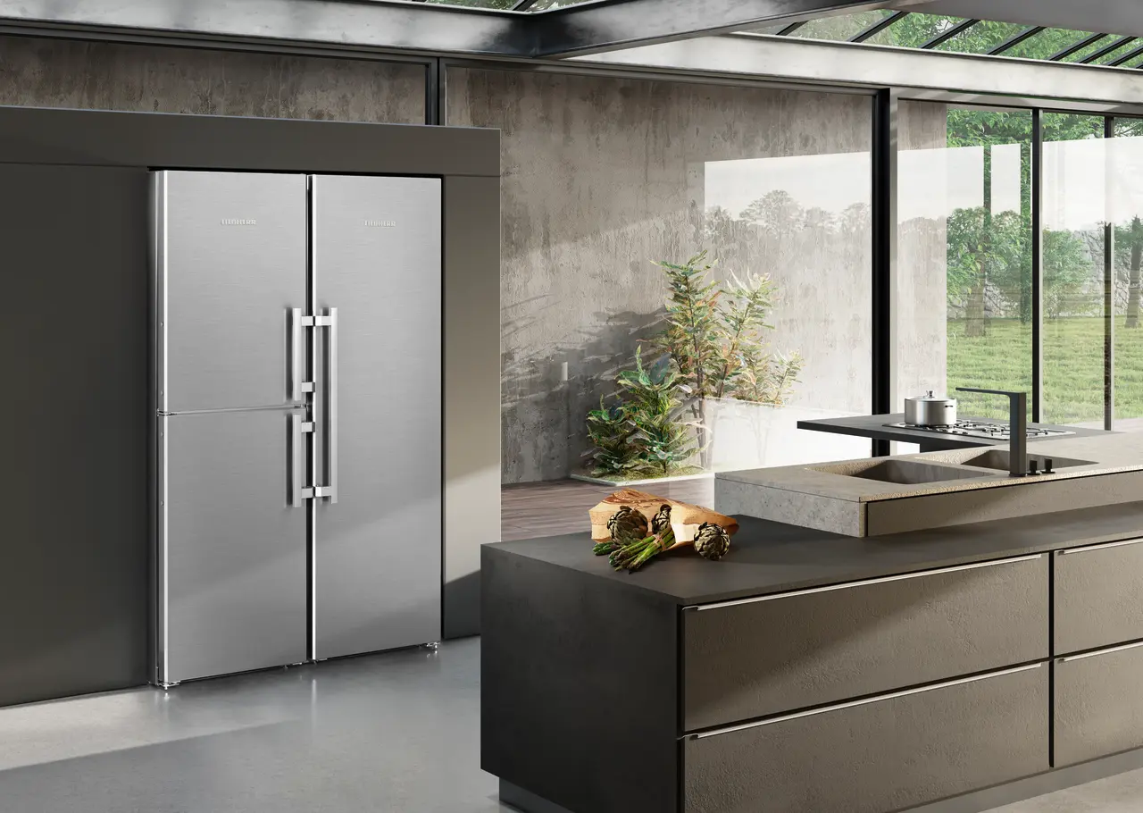 Product image, Perspective: milieu, Side-by-Side combination, Casing colour: stainless steel, Door colour: stainless steel