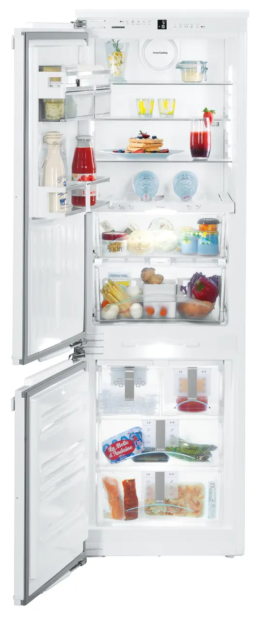 Product image, Perspective: straight open decorated, Combined refrigerator-freezer with BioFresh and NoFrost for integrated use