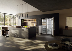 Product image, Perspective: milieu, Side-by-side combination with wine tempering compartment, Casing colour: silver, Door colour: stainless steel