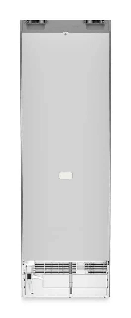 Product image, Perspective: back side, Combined fridge-freezers with EasyFresh and NoFrost, Casing colour: silver, Door colour: stainless steel