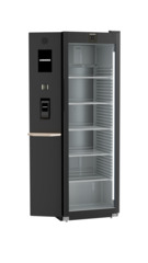 Produkt-Bild, Perspektive: schräg geschlossen leer, Kühlgerät mit Umluftkühlung, Gehäusefarbe: Schwarz, Türfarbe: Schwarz