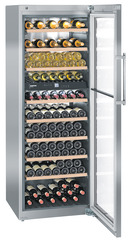 Product image, Perspective: oblique open decorated, Multi-temperature wine cabinet, Casing colour: stainless steel, Door colour: stainless steel