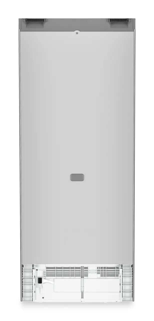 Product image, Perspective: back side, Combined fridge-freezers with EasyFresh and NoFrost, Casing colour: silver, Door colour: stainless steel