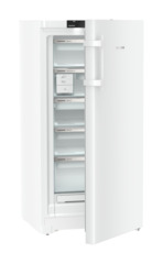 Product image, Perspective: oblique half-open empty, Freestanding freezer with NoFrost and EasyTwist-Ice, Casing colour: white, Door colour: white