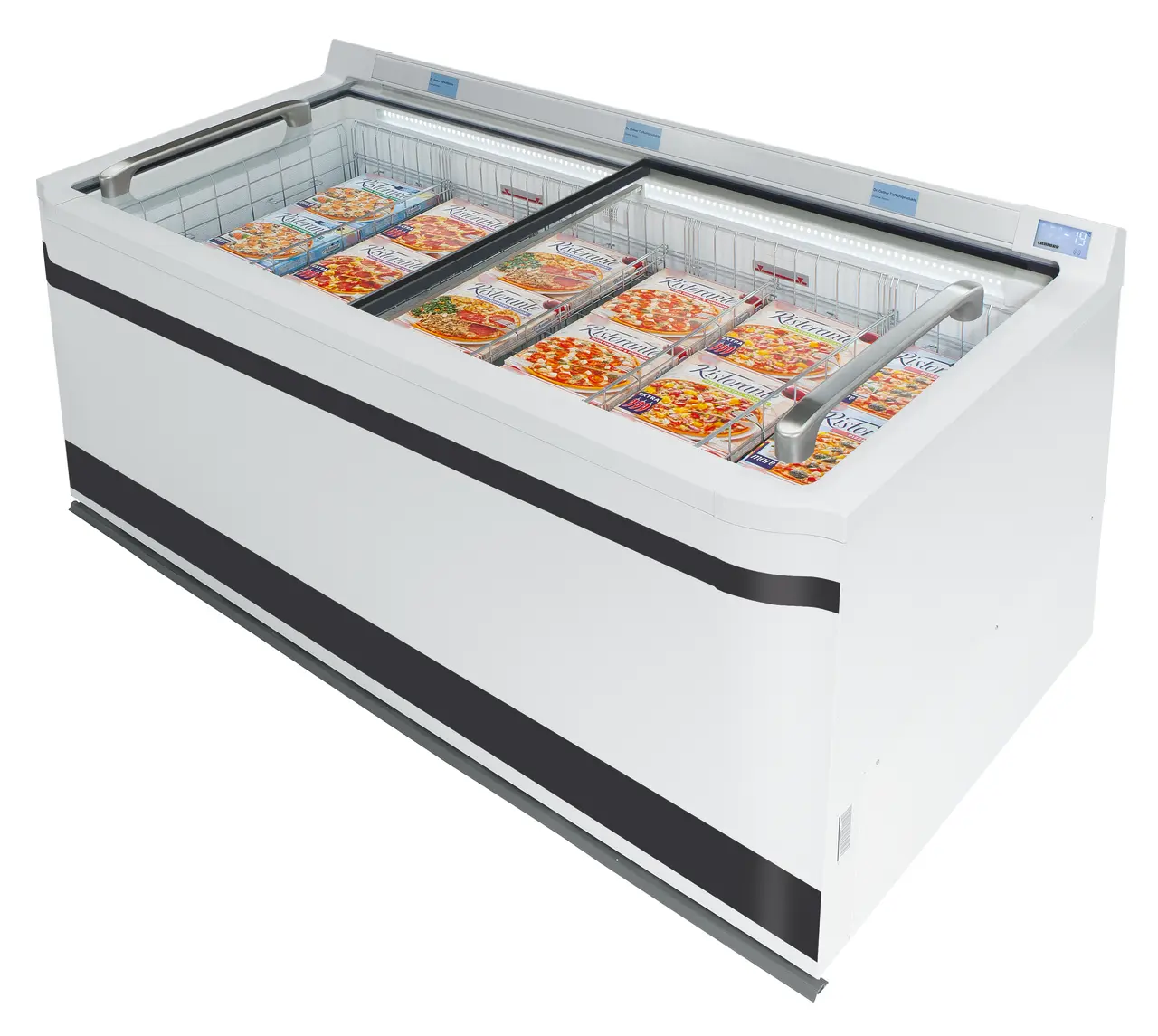 Image de produit, Perspective: Oblique fermé décoré, Congélateur-coffre de supermarché, Couleur de l’habillage: blanc