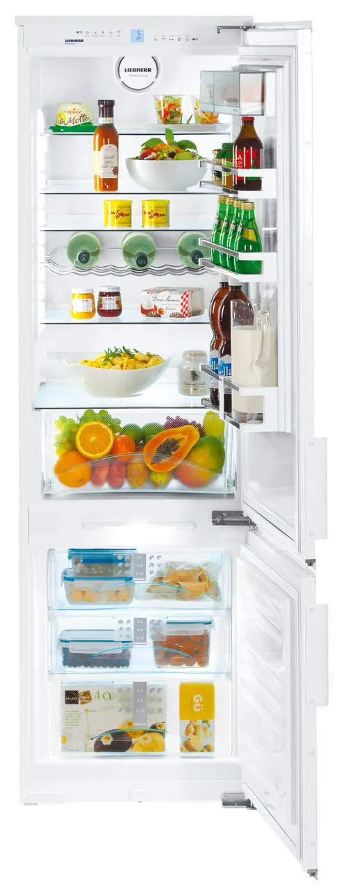 Immagine del prodotto, Prospettiva: Frontale aperto fornito, Combinato frigo-congelatore integrabile con SmartFrost