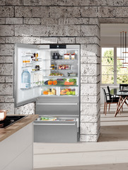 Product image, Perspective: milieu, Fridge-freezer with NoFrost, Casing colour: stainless steel, Door colour: stainless steel