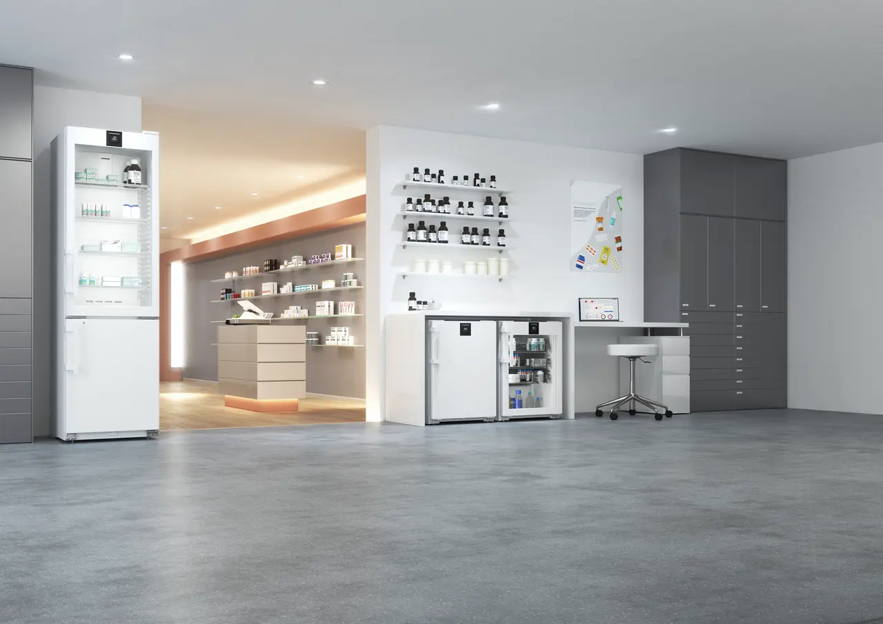 Изображение на продукта, Перспектива: Околна среда, Хладилник за лекарства с конвекционно охлаждане, Цвят на корпуса: бял, Цвят на вратата: бял