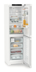 Product image, Perspective: oblique open decorated, Combined fridge-freezers with EasyFresh and NoFrost, Casing colour: white, Door colour: white