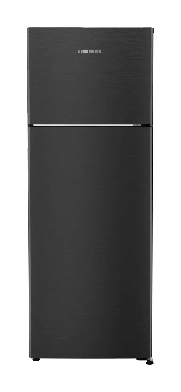 Product image, Perspective: straight closed, Fridge-freezer with NoFrost, Casing colour: grey, Door colour: BlackSteel